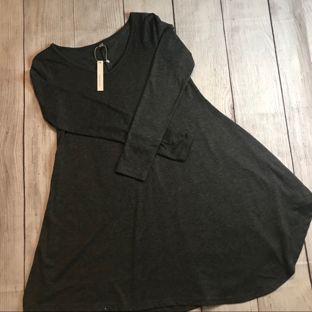 Dearcase Grey Long Sleeve Swing Dress Size Medium